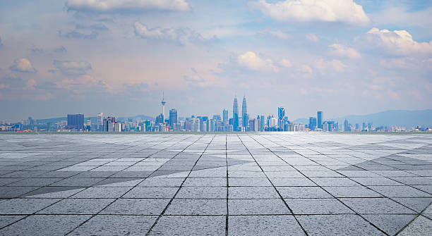 istock Panoramic skyline and buildings with empty concrete square floor 531851202