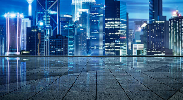 istock Empty floor and with out of focus modern building 531851386