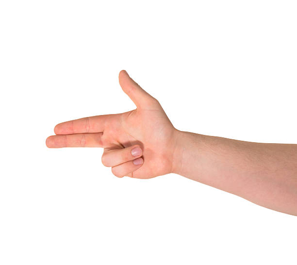 istock Pointing pistol-like hand gesture isolated 531851996