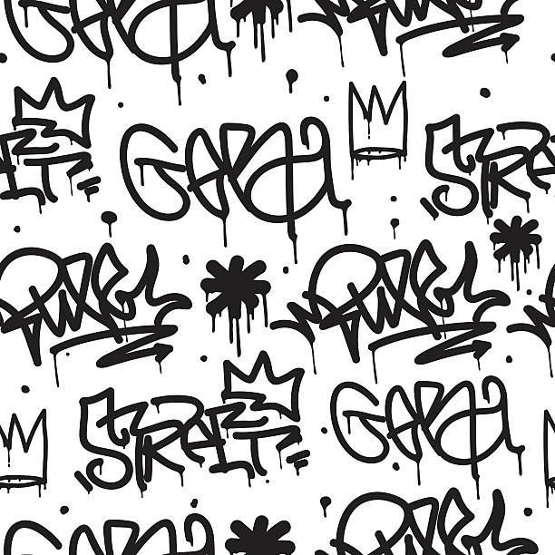 бесшовный узор фона в стиле граффити - typescript graffiti computer graphic label stock illustrations