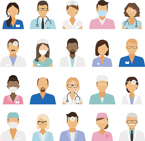 Medical staff icons Medical staff icons. Doctors and nurses medical staffs avatars. Vector illustration medical occupation stock illustrations