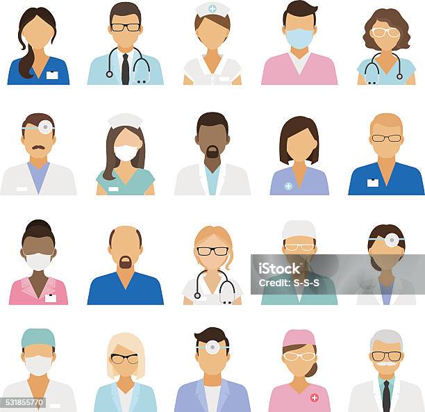 Medical Staff Icons Stock Illustration - Download Image Now - Doctor, Nurse, Avatar