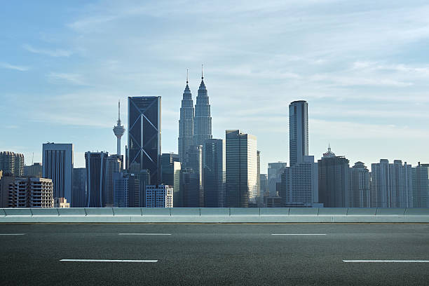 istock empty asphalt road and cityscape skyline , daytime scene 531858558