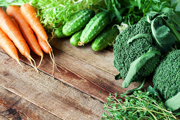istock Fresh vegetables on wooden table 531859602