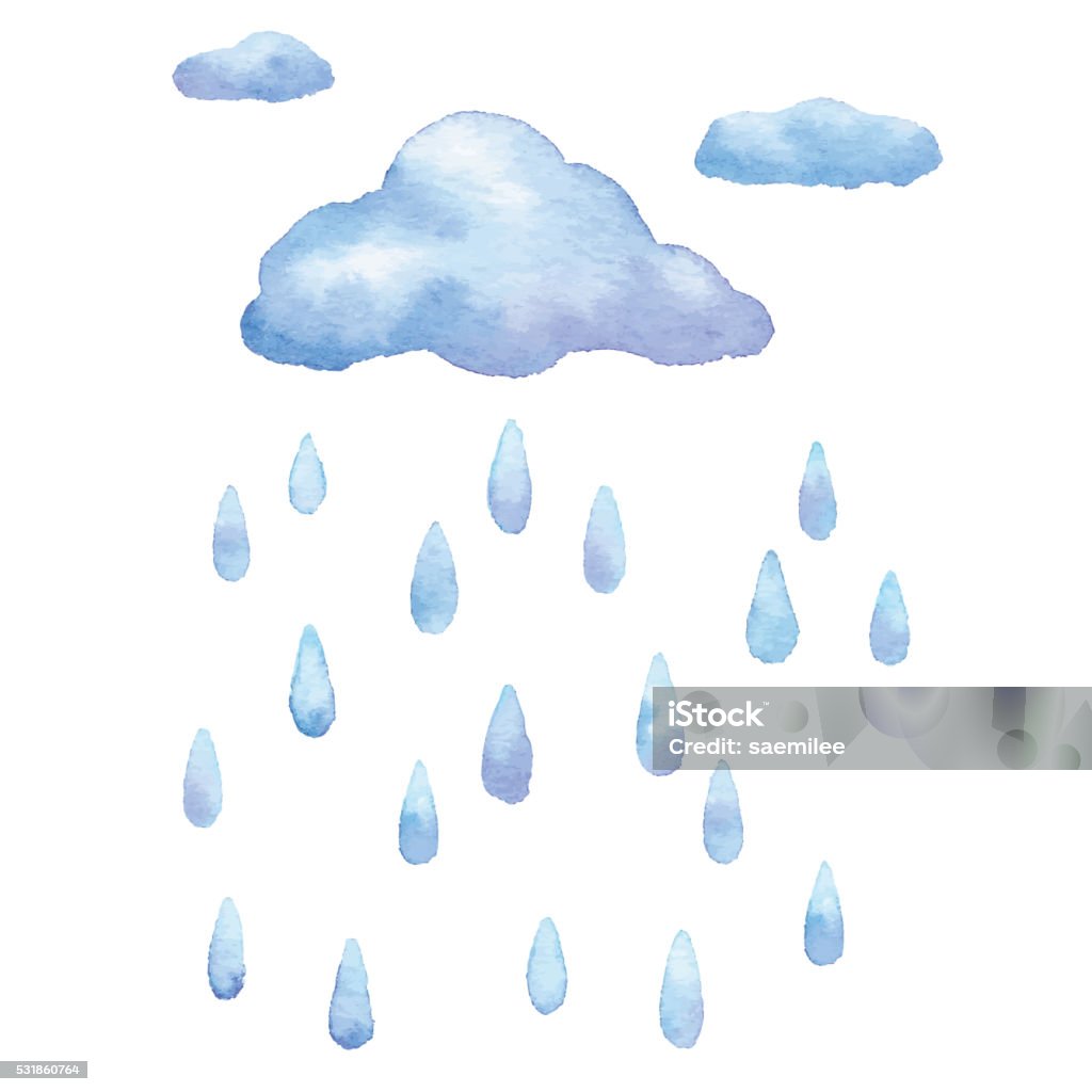 Watercolor Rain Vector illustration of cloud and rain. Rain stock vector