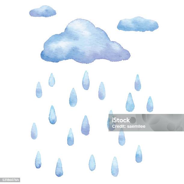 Watercolor Rain Stock Illustration - Download Image Now - Rain, Watercolor Painting, Cloud - Sky
