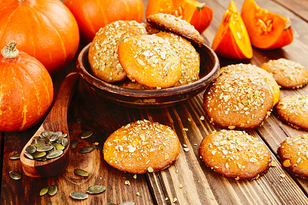 Homemade pumpkin cookies stock photo