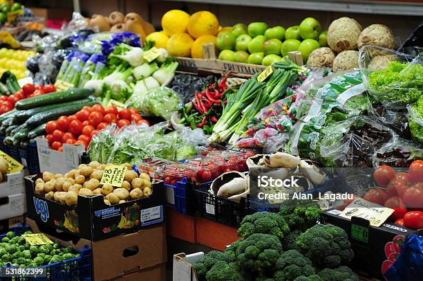 Market Stall Jersey Uk Stock Photo - Download Image Now - Fruit, Supermarket, Vegetable