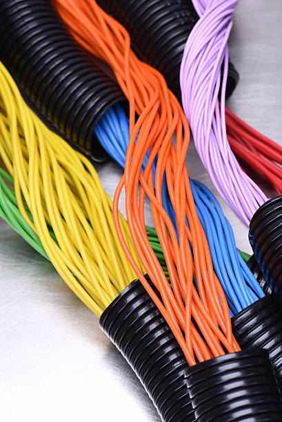 istock Electric cables in corrugated plastic pipes 531863660