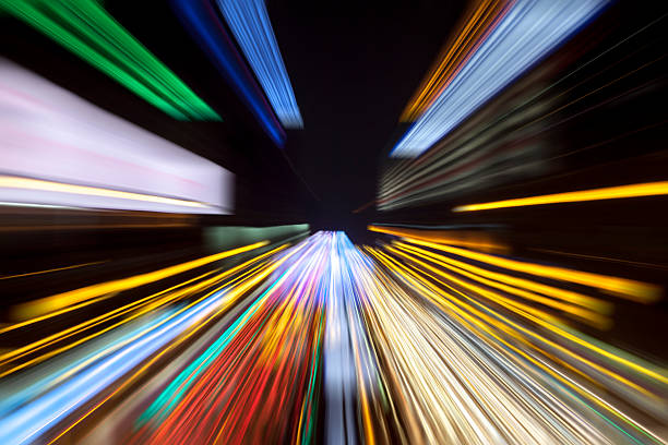 istock Colorful speed light trails zoom effect - speed background concept 531864174