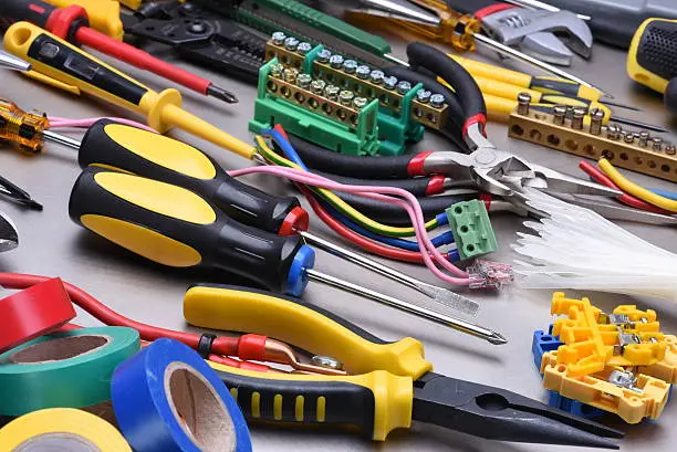 Photo of Tools and accessories used in electrical installations