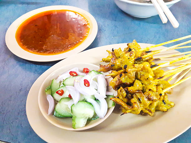 istock Grilled pork satay with peanut sauce, Thai food 531866000