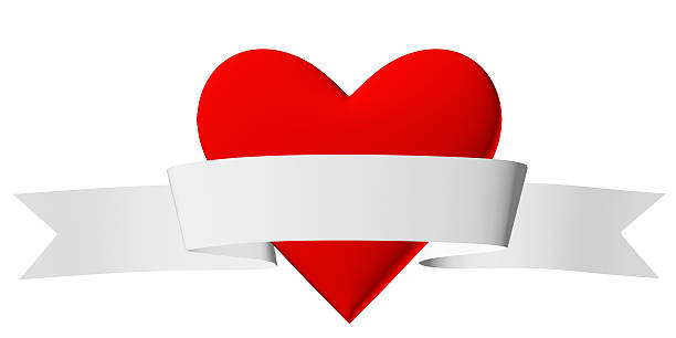 istock Red heart symbol with white ribbon 531868449