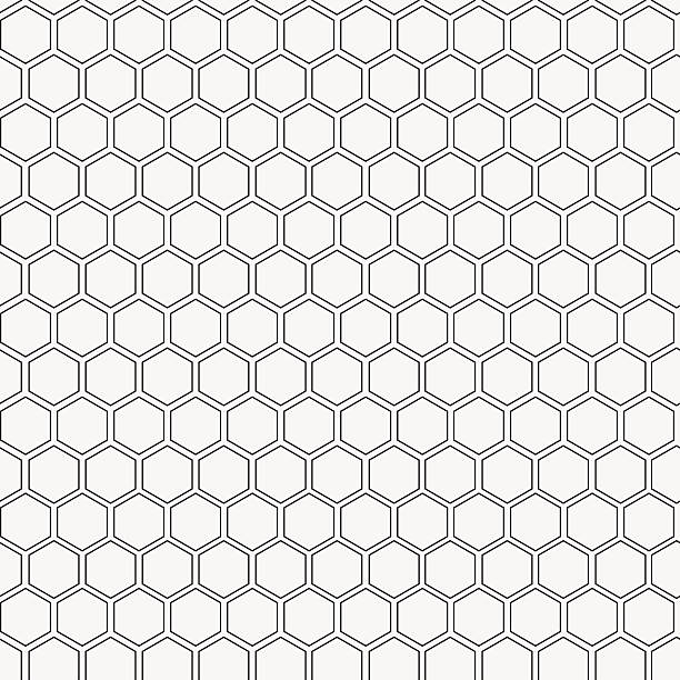 Abstract minimalistic black and white pattern hexagon Abstract minimalistic black and white pattern hexagon, black and white, monochrome honeycombs clip art stock illustrations
