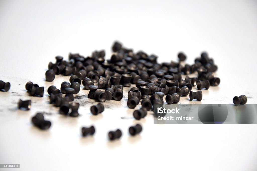 Pellets for air rifles Lead pellets for air rifle, white background 2015 Stock Photo