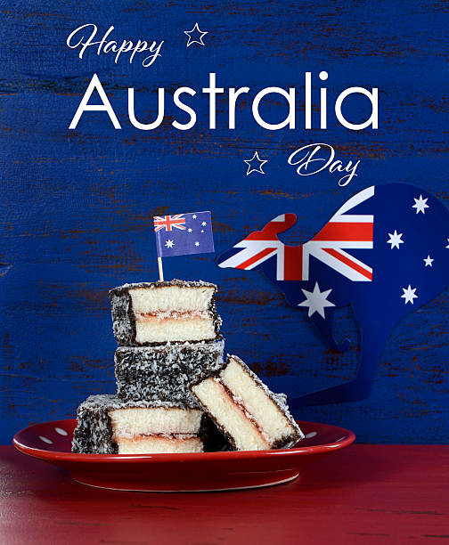 ハッピー lamingtons （オーストラリア・デー） - lamingtons australia australia day celebration ストックフォトと画像