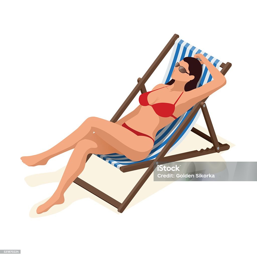 SILLA RECLINABLE sunbathin - arte vectorial de Jardín privado libre de derechos