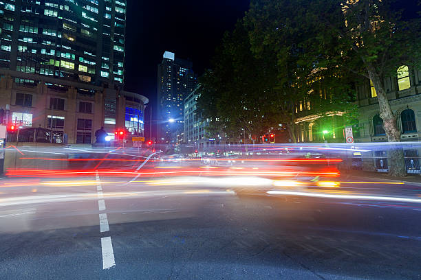 istock Sydney city at night light trails 531870318