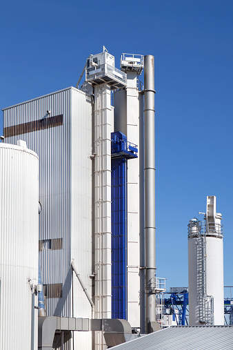 Silo and exhaust pipes of gravel plant