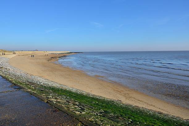 Sandy beach in Essex uk Sandy beach in Essex clacton on sea stock pictures, royalty-free photos & images