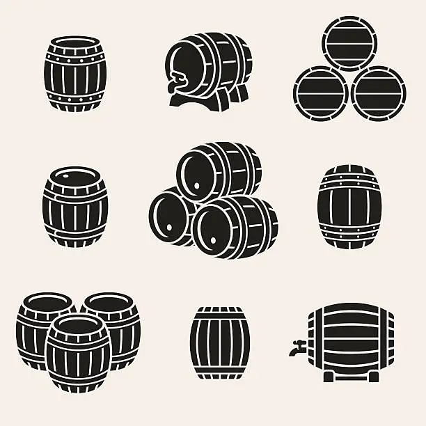 Vector illustration of Barrels set. Vector