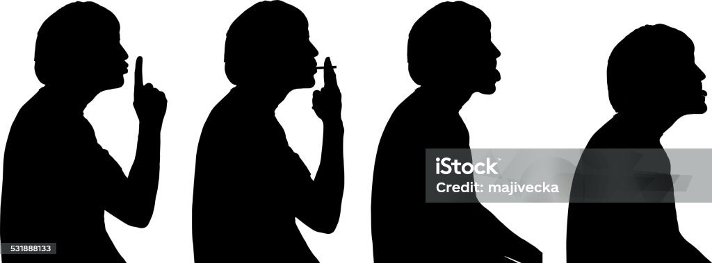 Vector silhouette of a man. Vector silhouette of a man in profile on a white background. Horizontal stock vector