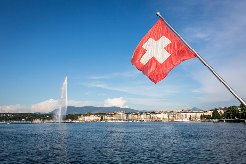 Lake Geneva and Jet d'Eau Water Fountain, Switzerland