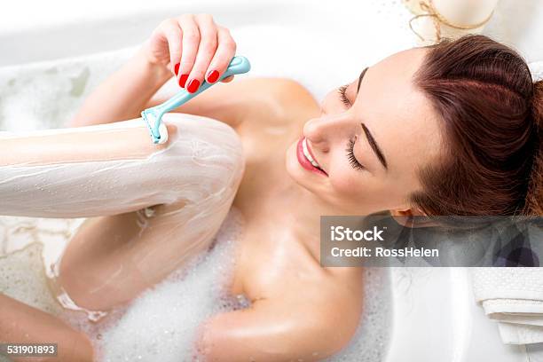 Woman Shaving Stock Photo - Download Image Now - Naked, Women, 2015