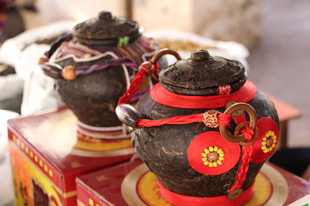 Tea pots made out of tea in Yunnan/China