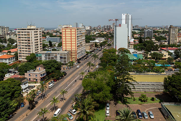 Aerial view of downtown Maputo stock photo