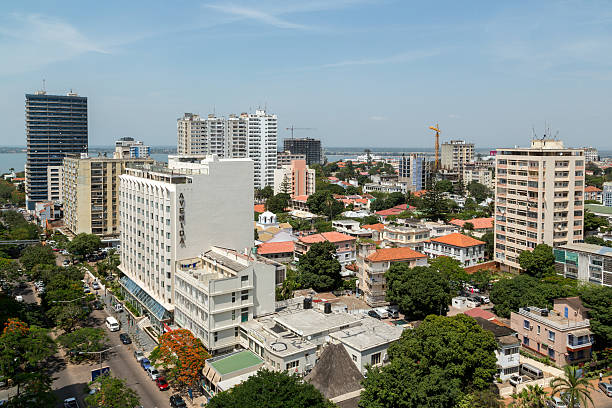 Aerial view of downtown Maputo Aerial view the downtown area of Maputo, the capital city of Mozambique mozambique stock pictures, royalty-free photos & images