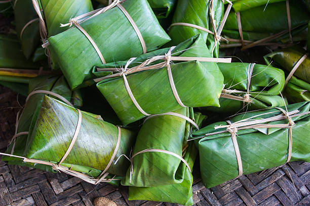 istock Glutinous rice with banana and banana leaf, Khao Tom Mud 531904731