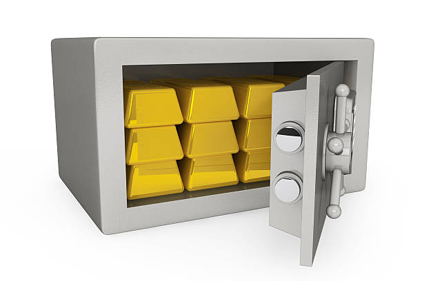 istock Security metal safe with golden bars 531905445