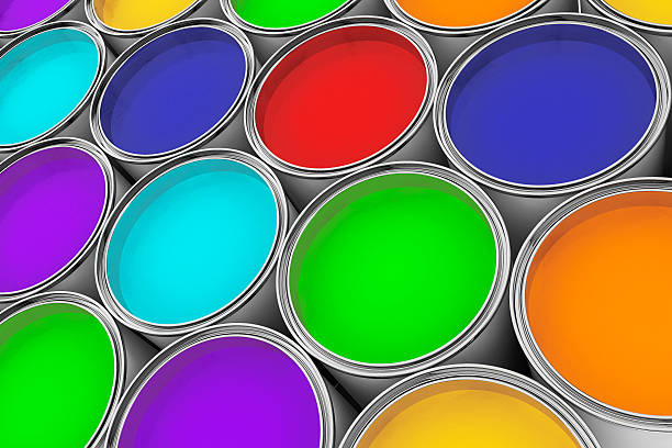 istock Extreme closeup colorful paint cans 531906603