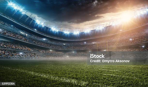 Dramatic American Football Stadium Stock Photo - Download Image Now - Stadium, American Football - Sport, Soccer Field