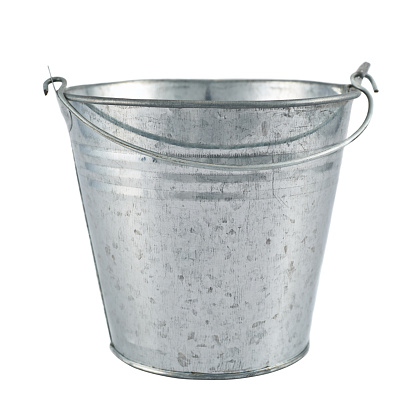 Metal zinc bucket isolated over white background