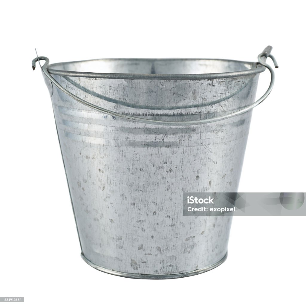 Metal zinc bucket isolated Metal zinc bucket isolated over white background Bucket Stock Photo