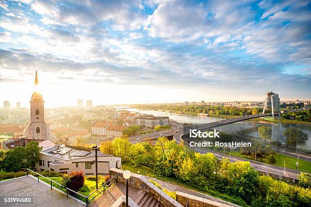 Morning View On Bratislava City Stock Photo - Download Image Now - Bratislava, Danube River, Slovakia