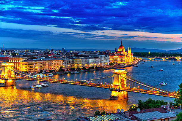 istock Szechenyi Chain Bridge and Parliament at dusk. Budapest 531915672