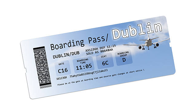 istock Airline boarding pass tickets to Dublin isolated on white 531918220