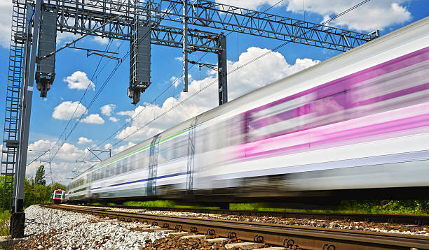 istock Modern electric passenger train moving on full speed 531918292