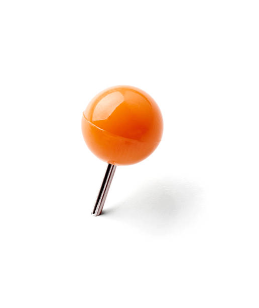 close up of a pushpin on white background with clipping path