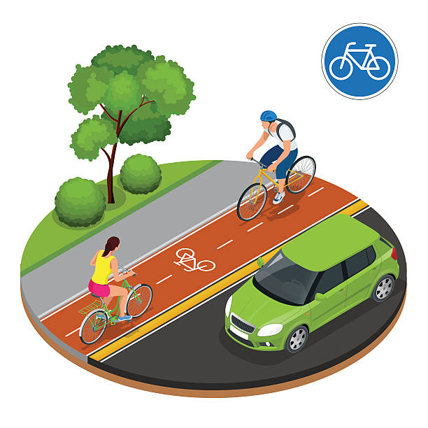 ilustrações, clipart, desenhos animados e ícones de ciclistas na cidade. - bicycle sign symbol bicycle lane