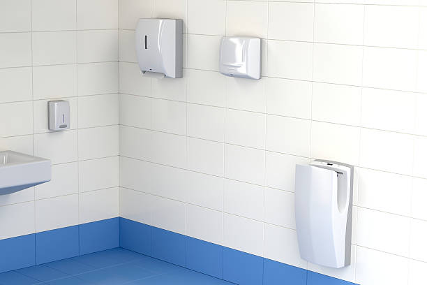 istock Three different types of hand dryers in the toilet 531924054