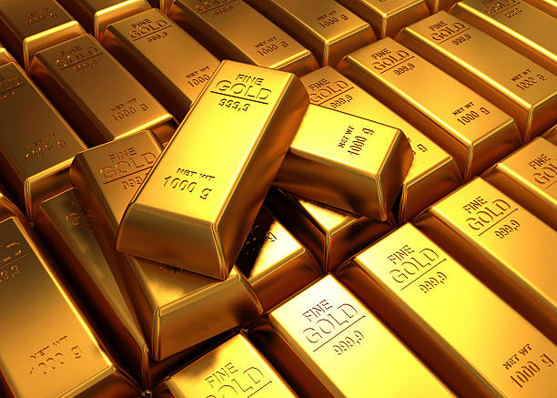 istock Macro view of rows of gold bars 531924412