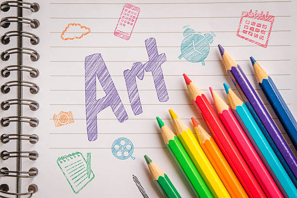 istock Art on linear paper with colorful pencils 531924586