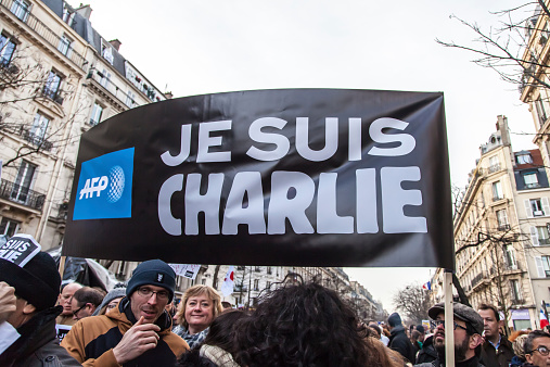 Paris, France - January 11, 2015: People with 