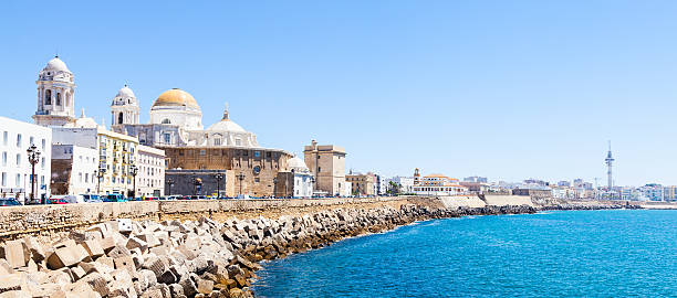 A sunny day with a deep blue sky in Cadiz, Andalusia region, South of Spain.