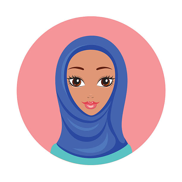 bildbanksillustrationer, clip art samt tecknat material och ikoner med beautiful young happy muslim woman girl portrait in hijab - iranian girl