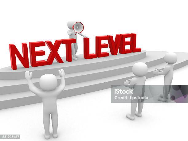 3d People Man Person With Ladder Next Level Stock Photo - Download Image Now - 2015, Abstract, Activity